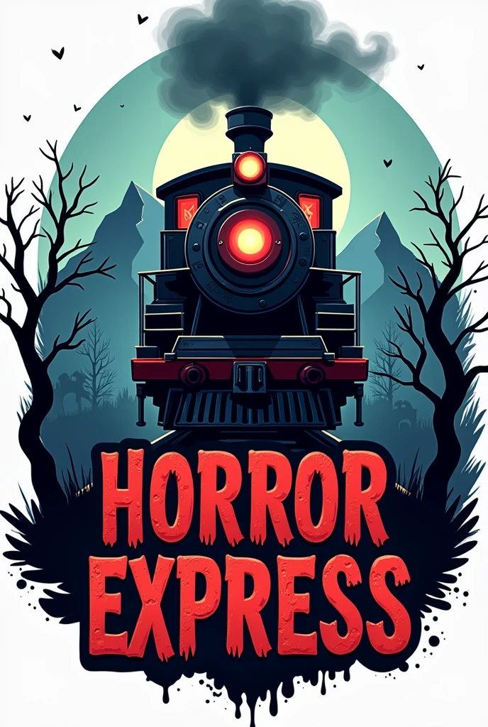 Logo png de face avec texte pour montagne russe theme automne halloween il s'appelle horror express