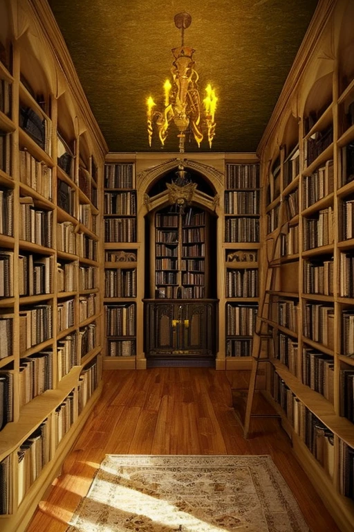 Gothic architecture、Yellow and brown atmosphere、Gothic、yellow、wood、very small teddy bear、stage、hinterland、room、Honey、Bedroom、canopy、Bookshelf、Master Room、広いBedroom、hidden door、地下へ繋がるstage、Secret cellar、A room full of books and honey