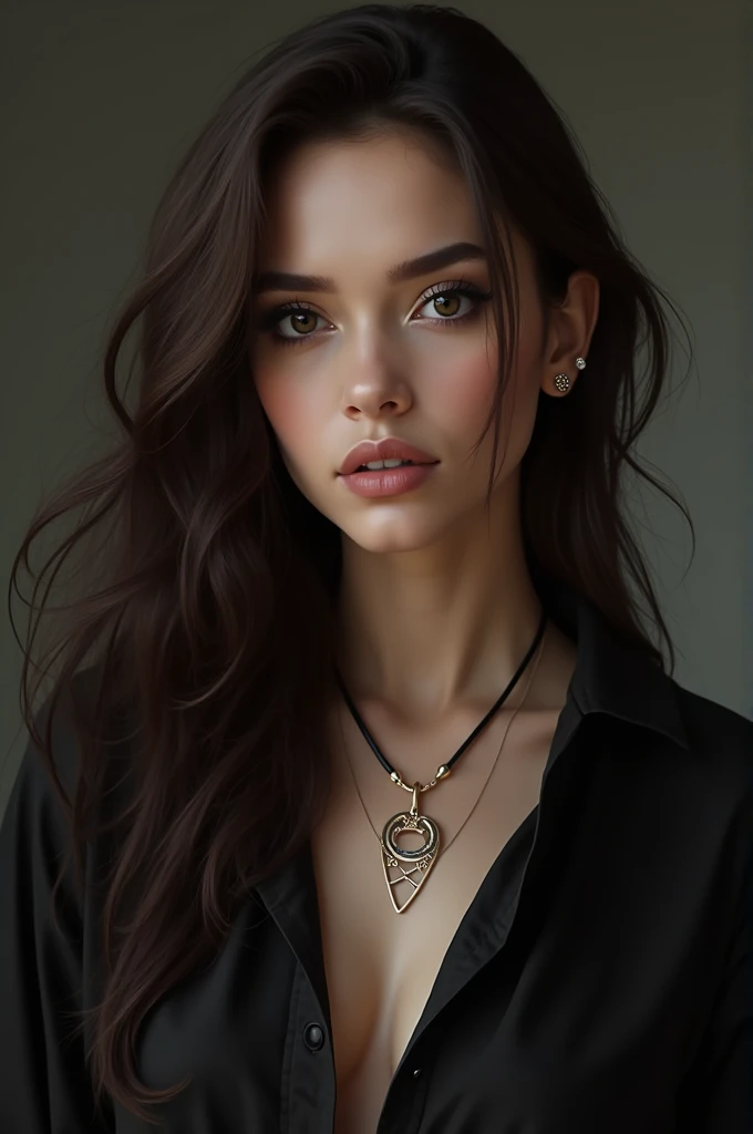 Believe me, a woman singer, long brown hair, pircing, black clothes, flaquita, White skin,