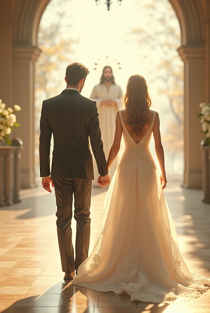 Walking wedding logo and Jesus