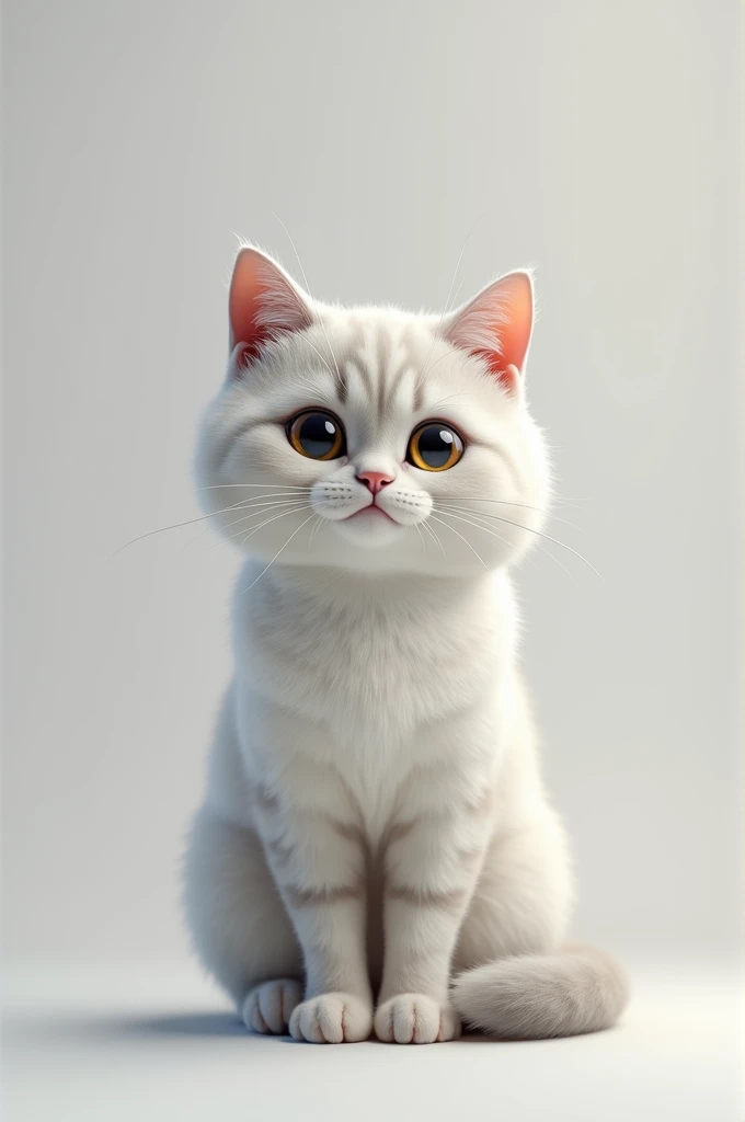 Create a base image of a cat with a neutral, symmetrical face, using light gray or white fur.