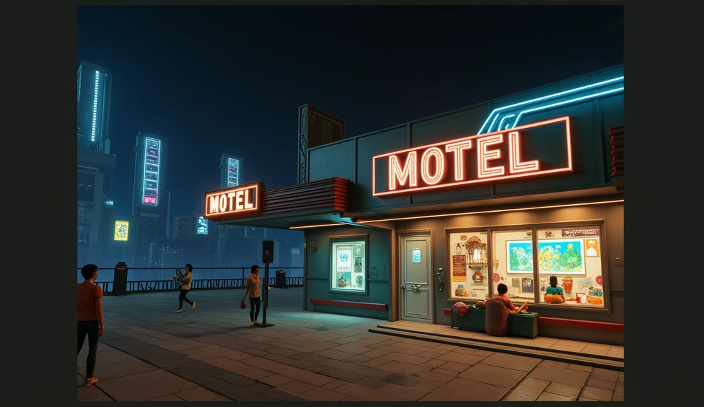 3d Motel with shop it in digital art