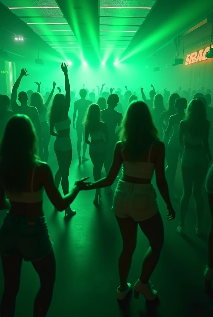 Dance Club, green lights, 3D art