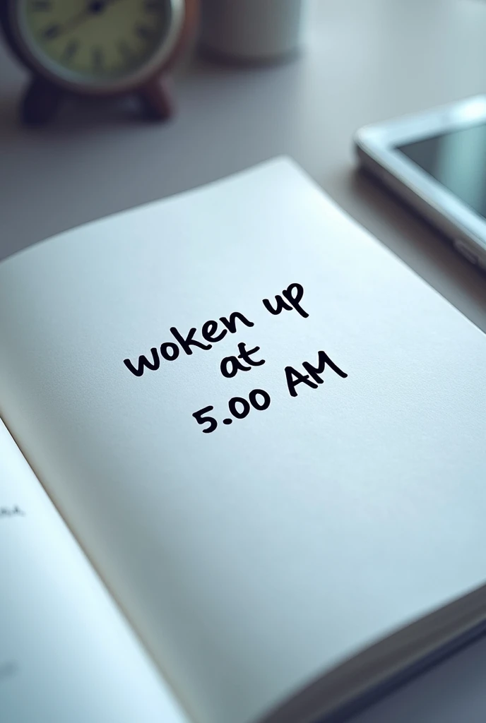 Please wake me up at 5.00 am written on a piece of paper 