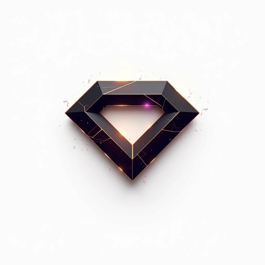 A logo for technology companies, with a futuristic diamond theme with black colors, gold and purple, plain white background. Mixing the 8 of infinity.
