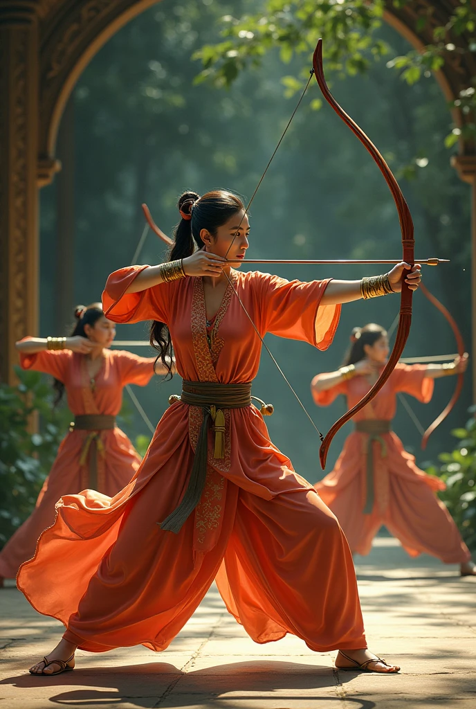 Malay women do martial arts and archery