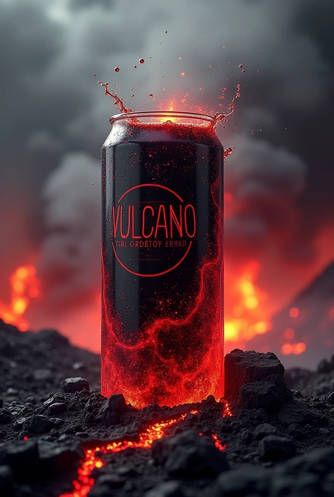 Vulcano brand black and red energizing drink