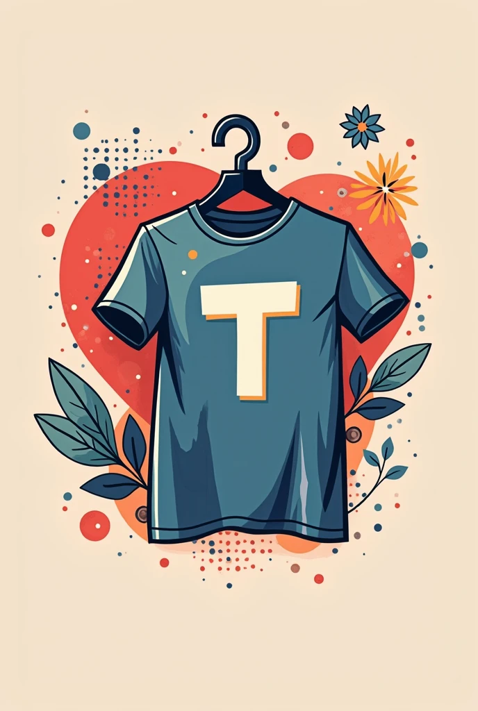 "Create a modern and versatile logo for a t-shirt store. The logo should feature a stylish t-shirt graphic and incorporate a trendy, clean font for the store’s name. Use a vibrant color palette to make the design eye-catching and appealing. The logo should be suitable for use on various backgrounds and easily recognizable."