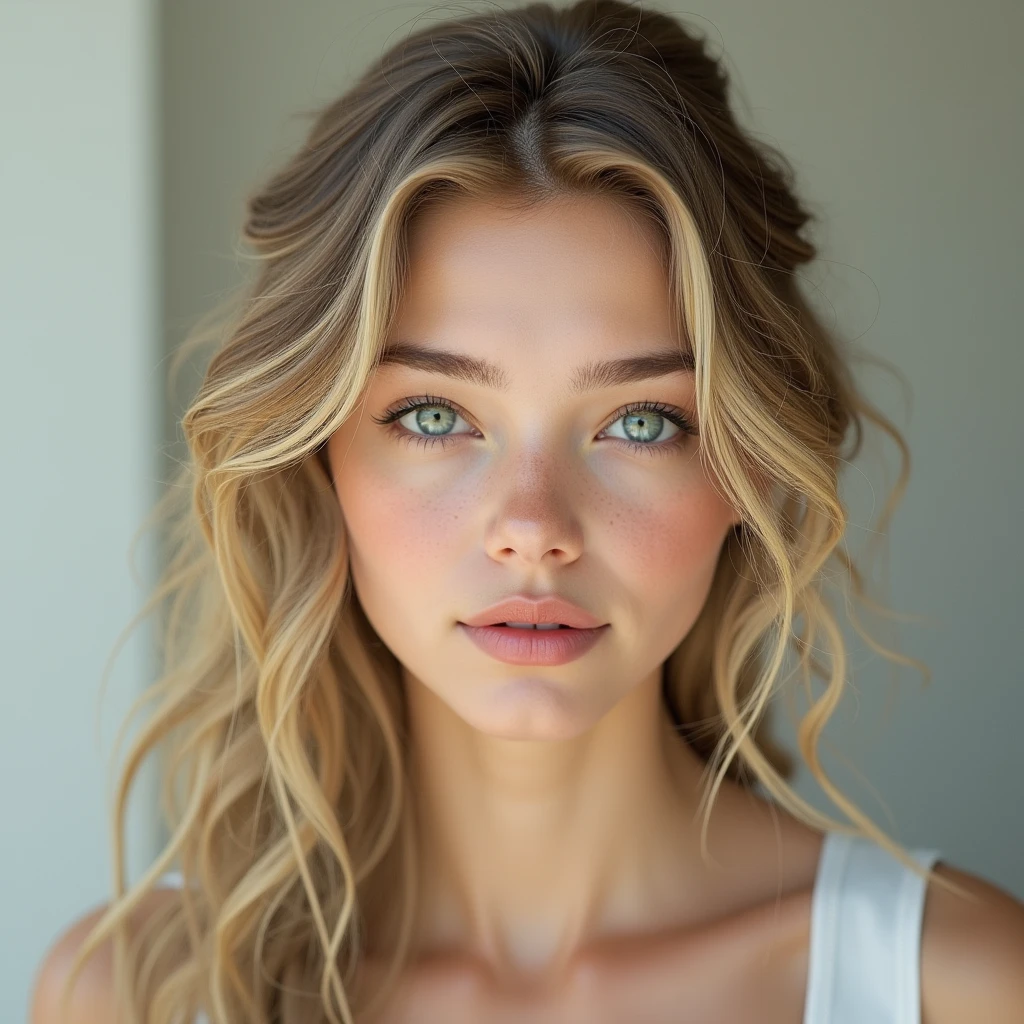 Photorealistic: 1.2, young woman, Caucasian face, high detailed face, blonde hair 