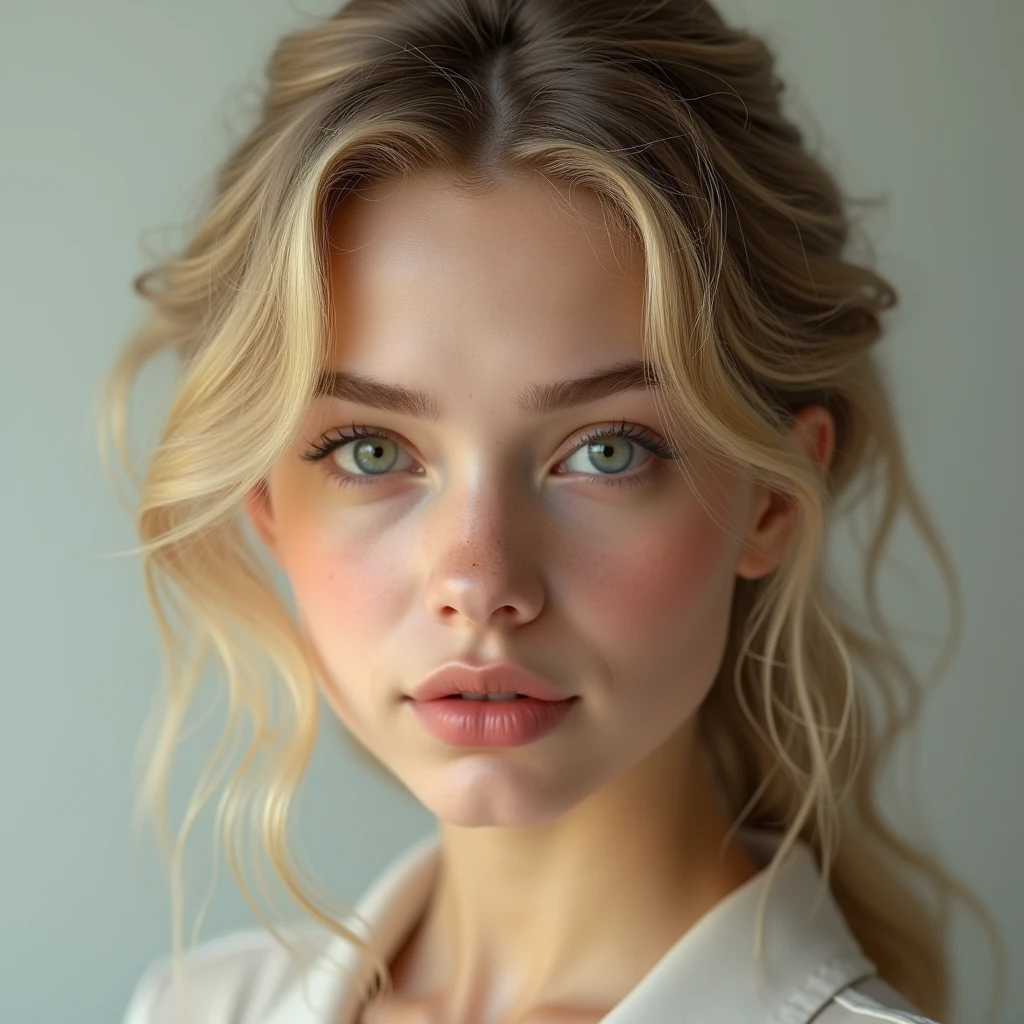 Photorealistic: 1.2, young woman, Caucasian face, high detailed face, blonde hair