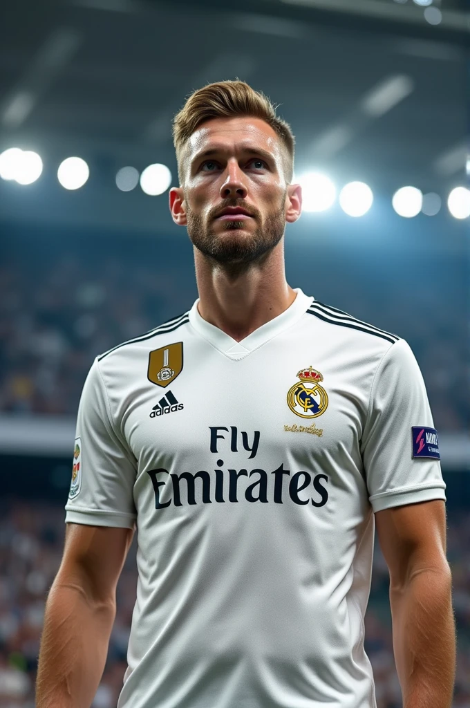 Marcos Reus with the Real Madrid shirt at his presentation with Real Madrid