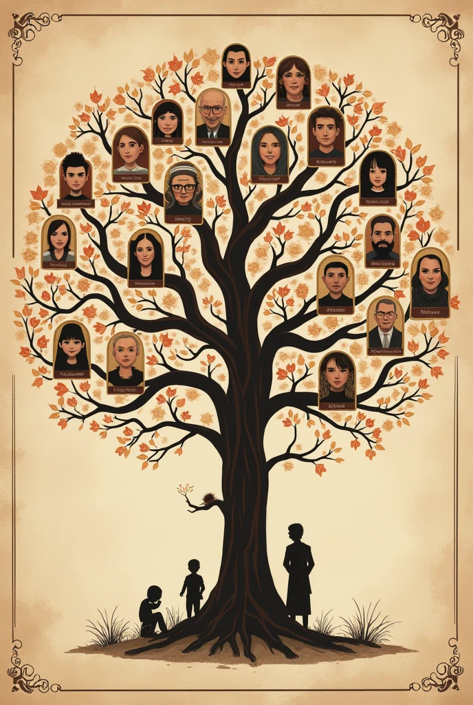 Family tree with family and relatives