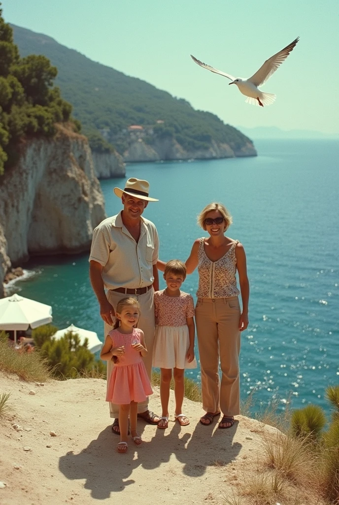 retro 1980's realistic photo, family vacation, balkans, adriatic sea