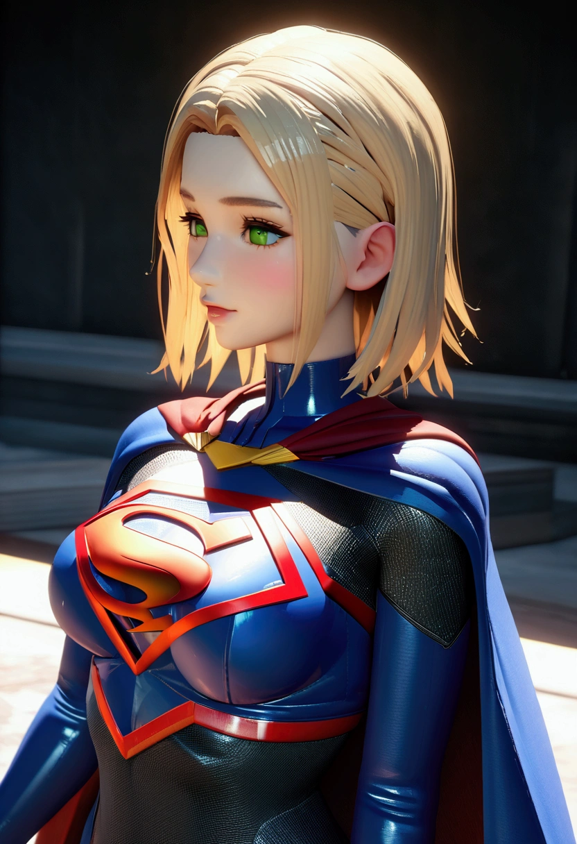 Hinata Hyuga, like supergirl, Heroin, Extremely sexy body, big ass, by the wide, thick legs, flying, ((The best quality of Supergirl)), ((first work)), (detailed: 1.4), ..3D, An image of a beautiful blonde woman with green eyes cyberpunk,HdR (High dynamic range),ray tracing,NVIDIA RTX,Super resolution,Unreal 5,Subsoil Dispersion, PBR texture, post processing, Anisotropic filtering, depth of field, maximum clarity and sharpness, Multilayer textures, Albedo and Specular maps, surface shading, Accurate simulation of the interaction between light and material., perfect proportions, octan render, Two tone lighting,wide opening,Low ISO,white balance,rule of thirds,8k , He wears the Superman S symbol on his chest...