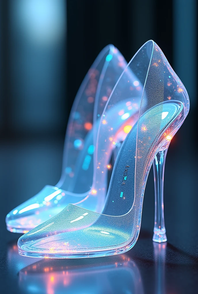 Futuristic yet luxurious stilletto shoes with a holographic effect. Transparent