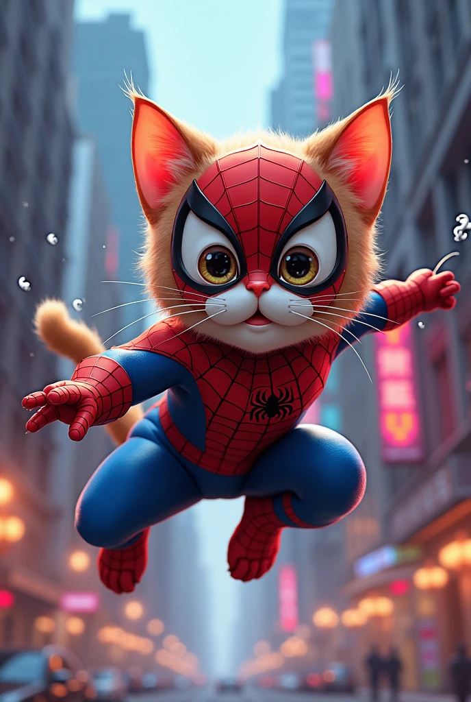 cute cat turned to spiderman
