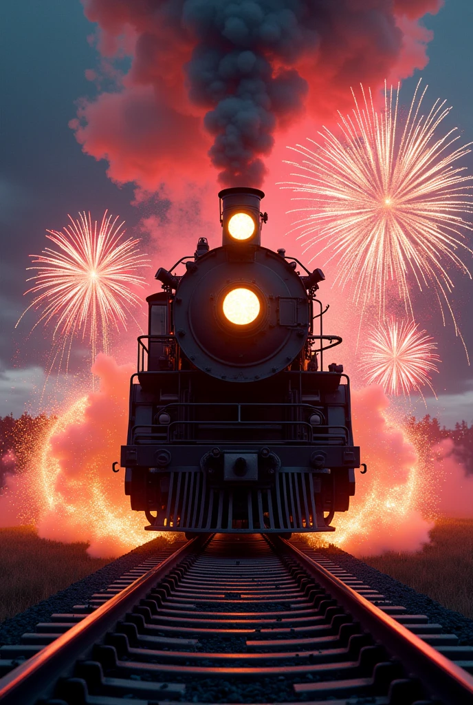 A train with a firework4w