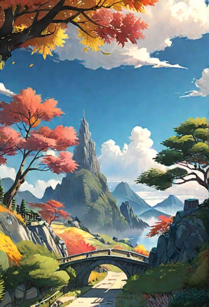 Sakimichan style, a nice fall night, autumnal, beautiful, gorgeous, cloudy day, leaves changing colors, mountains, great color fever flower, coast villge, mood vibe, bright from the light of the lamp, beautiful bright night sky scenery, watercolor, ink acrylic painting, bright multicolor scenery, style of makoto shinkai studio ghibli genshin impact james gilleard greg rutkowski chiho aoshima, ultra hd, realistic, vivid colors, highly detailed, UHD drawing, pen and ink, perfect composition, beautiful detailed intricate insanely detailed octane render trending on artstation, 8k artistic photography, photorealistic concept art, soft natural volumetric cinematic perfect light, ultra hd, realistic, vivid colors, highly detailed, UHD drawing, pen and ink, perfect composition, beautiful detailed intricate insanely detailed octane render trending on artstation, 8k artistic photography, photorealistic concept art, soft natural volumetric cinematic perfect light