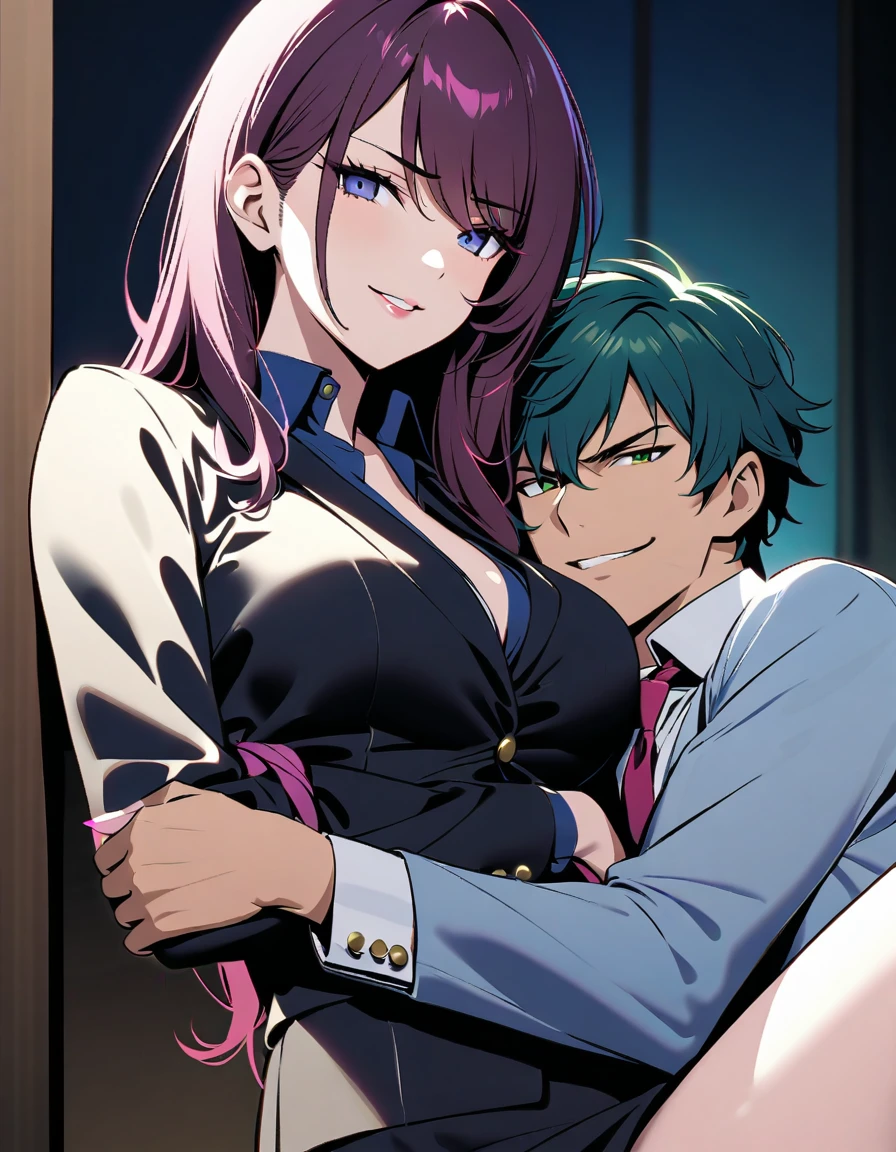 female anime woman,Beautifully detailed background, starship interior,having sex with a man, legs are open,(Being stroked by a man's crotch)(((tmasterpiece))), ((best qualtiy)), ((intricately details)), Ridiculous res, A MILF, Mature woman, see-through, highly detailed, illustration, 1. Mature women, ((Large breasts)), (areola of breast), Beautiful detailed eyes,Translucent white shirt,Get wet,(The shirt buttons were unbuttoned,no brassiere,Breasts leaking out of clothing),(Black tights:1.1),detailed background, Bedrooms, perfect eyes, Seductive eye,Reddened face (The mouth opened slightly), bukkake, rainbow hair, fishnets, black lipstick, black lips, heavy black eyeliner, goth, gothic girl, big titty goth girlfriend, muscular woman, athletic physique, muscular arms, muscular legs, abs, voluptuous, cum, short wavy sidecut hair, half buzzcut hairstyle, glasses