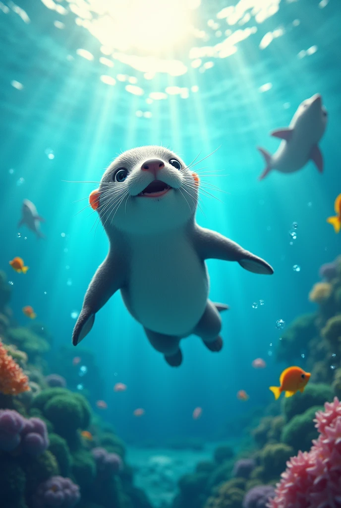 Animal playing in sea
