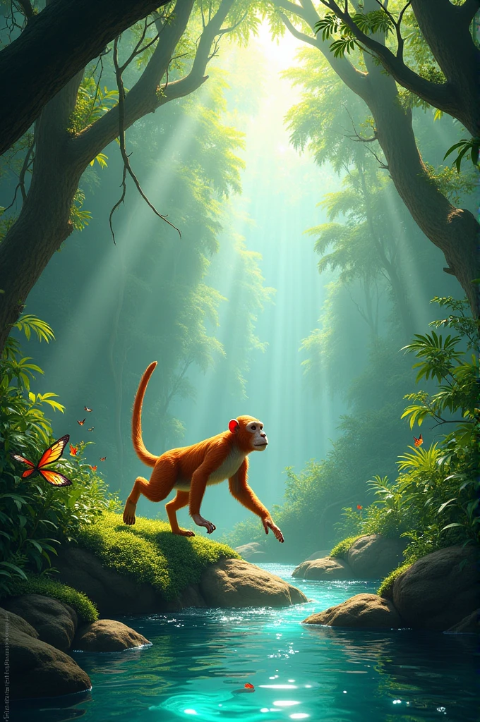Animal playing jungle near to see