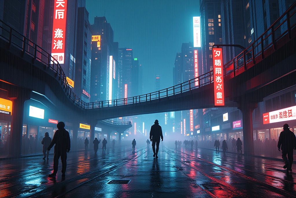 cyberpunk city night raining neon pixel