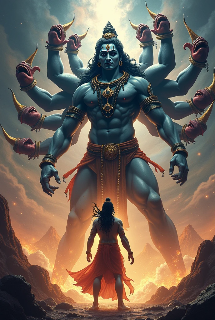 Lord shiva with ten headed ravan