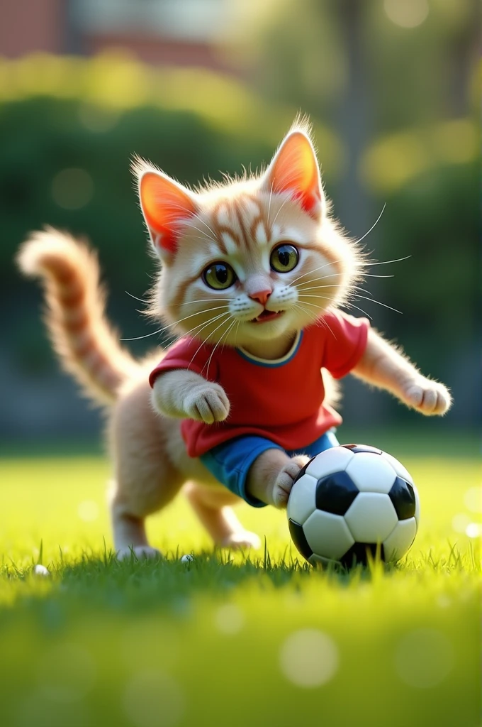 Cat playing soccer 