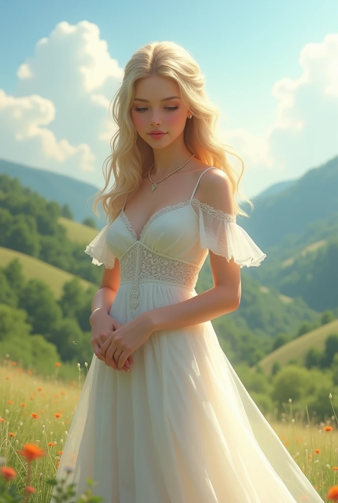 A girl in a white dress 