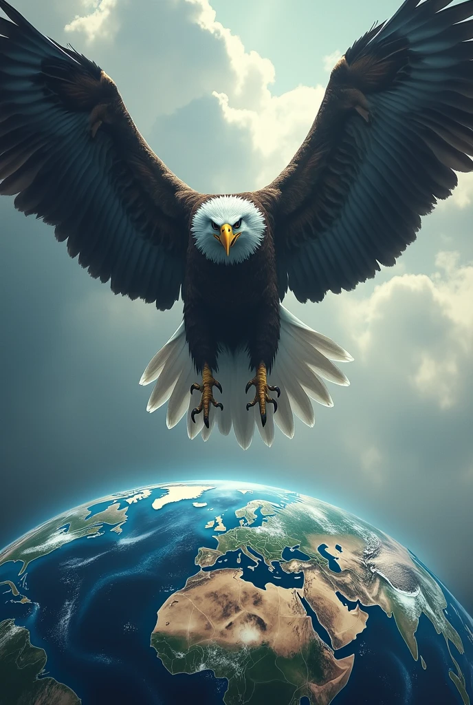 An eagle attacking the world
