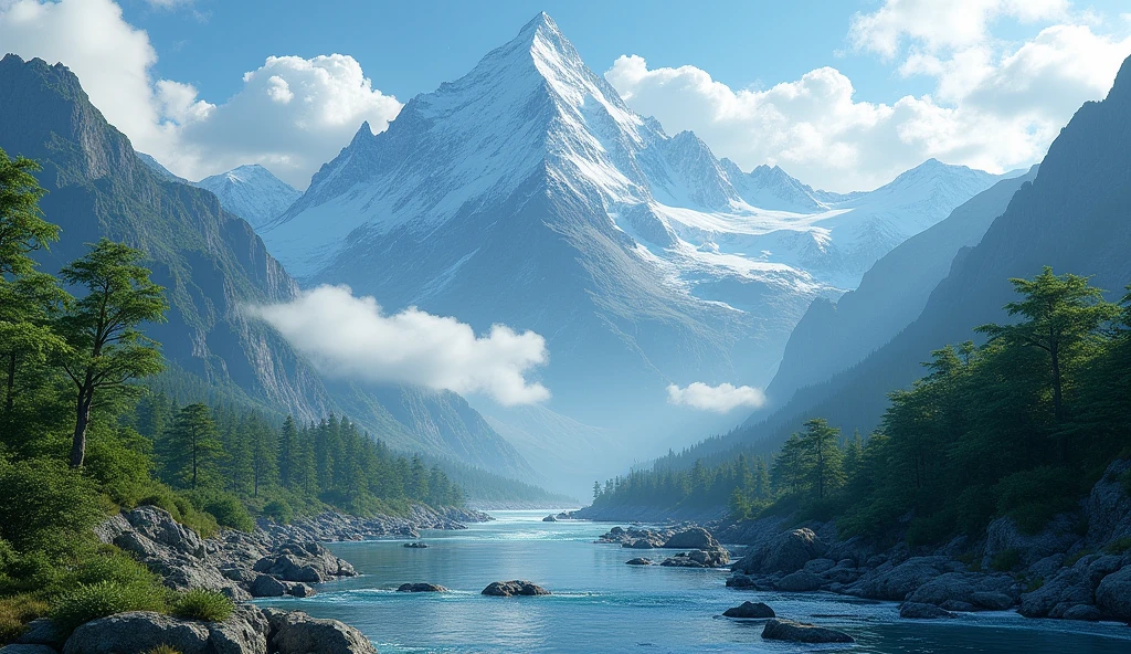 Mountains with many rivers between them(best quality,4K,8k,High level,masterpiece:1.2),Ultra Detailed,(lifelike,Photo real,Photo real:1.37)