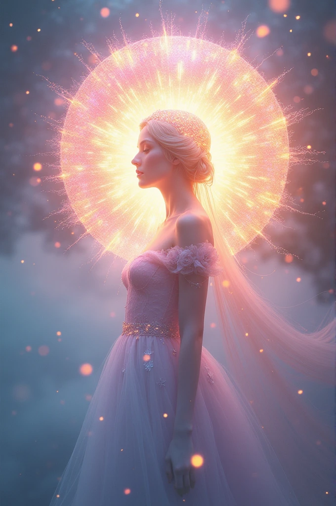 masterpiece, halo lumineux divin, paillettes, Magik, sparks, Sumptuous details, pastel color