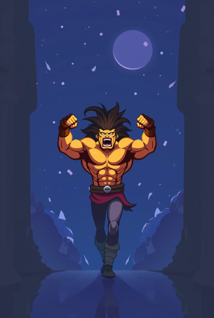 The arena falls silent as the mighty Ares steps forth, his muscular form casting an imposing shadow. His eyes burn with the intensity of a thousand battles as he scans the crowd, daring any challenger to face him. With a thunderous roar, he raises his fists, ready to unleash his fury upon any foolish enough to stand against him.