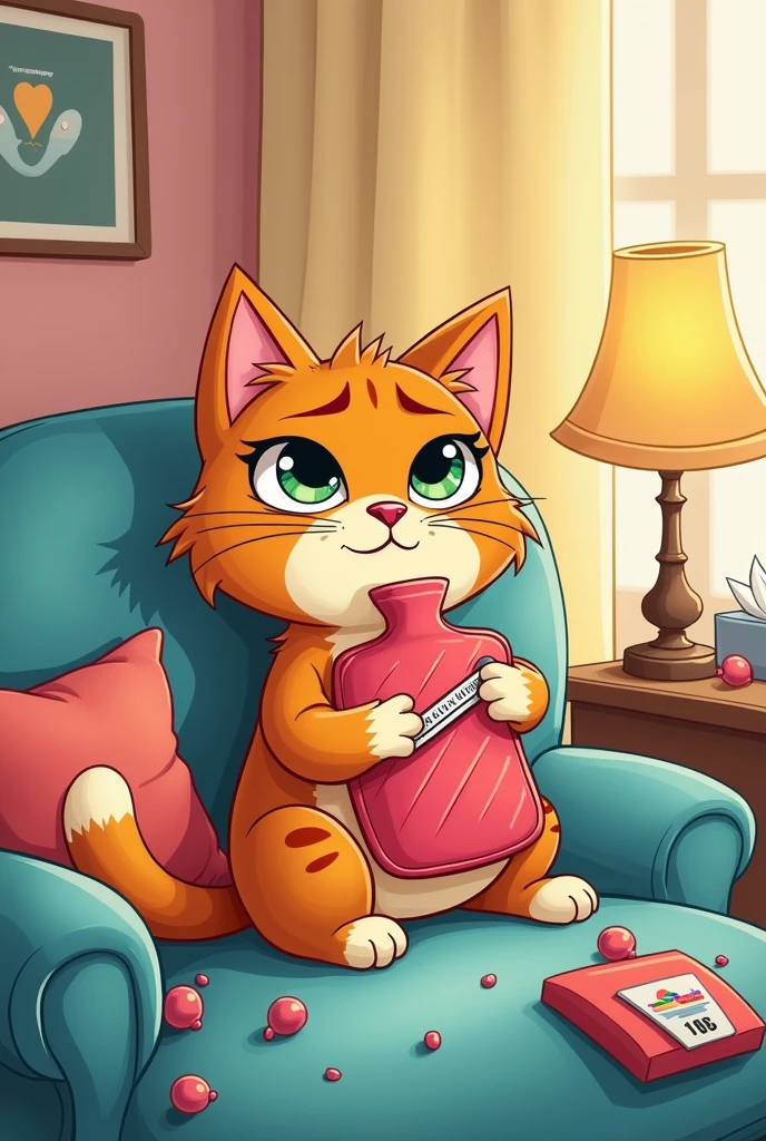 Sick cat ( cartoon)
