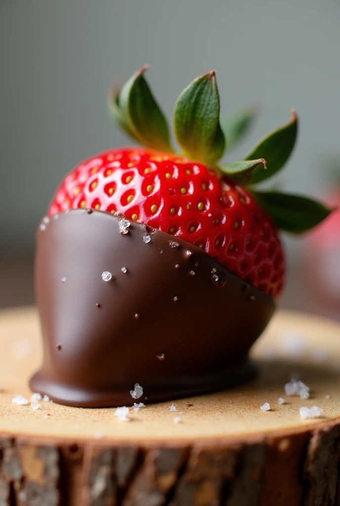 A chocolate covered strawberry