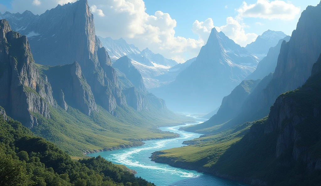 Mountains with many rivers between them，There are no flowers and trees(best quality，4K，8k，High level，masterpiece：1.2），Ultra Detailed，（lifelike，Photo real，Photo real：1.37）