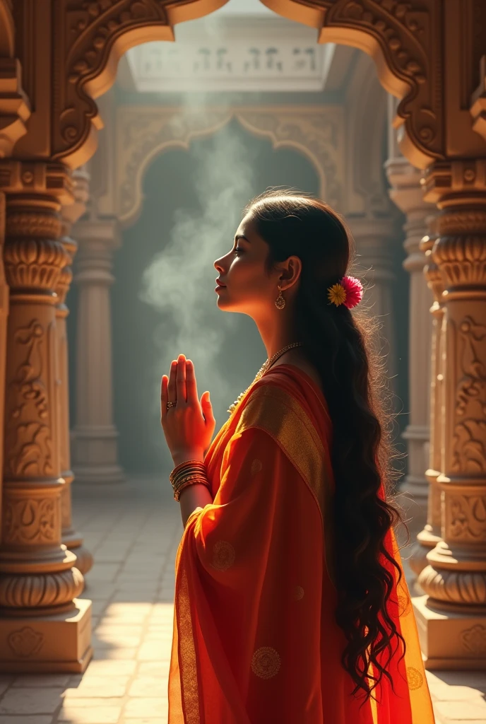 Young Marathi woman, in desi temple