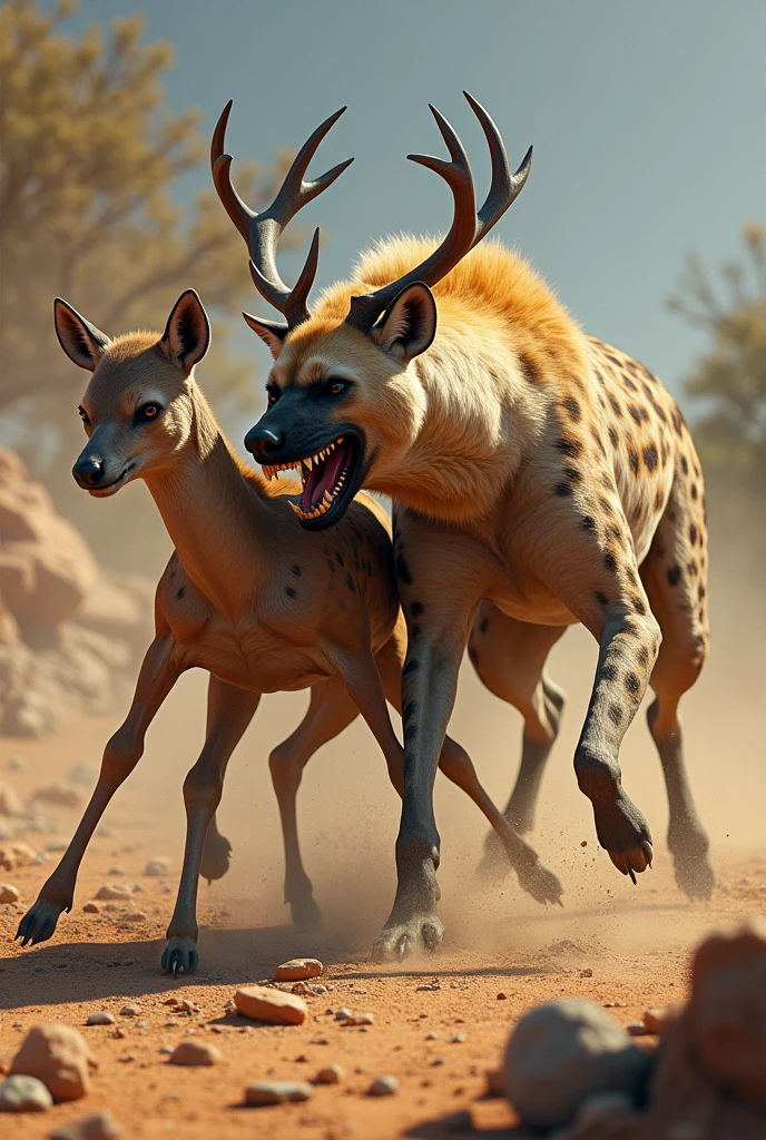 Hyena attack on deer