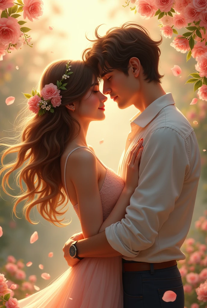 A romantic girl with a man doing romance