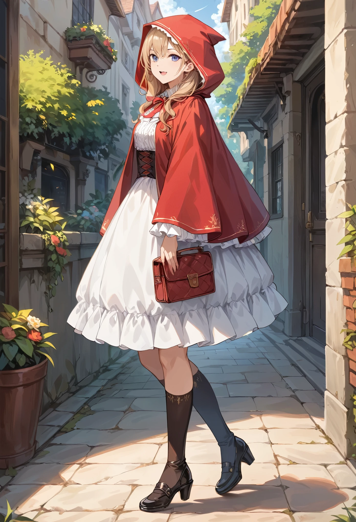 rating_safe, score_9, score_8_up, score_7_up, score_6_up, score_5_up, score_4_up, hires, highres, source_furry, cover page Design, story of Little Red Riding Hood, flat Design, vector illustrations, graphic illustration, detailed 2d illustration, flat illustration, digital illustration, digital artwork,