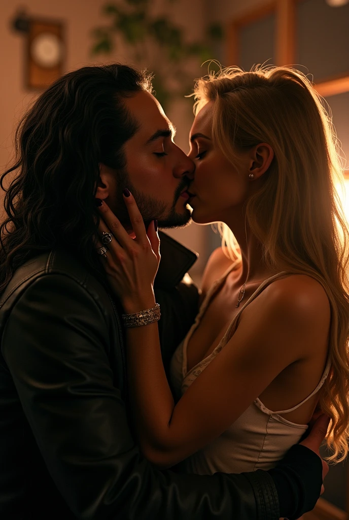 (photorealism:1.2), Tom Kaulitz kissing a girl
