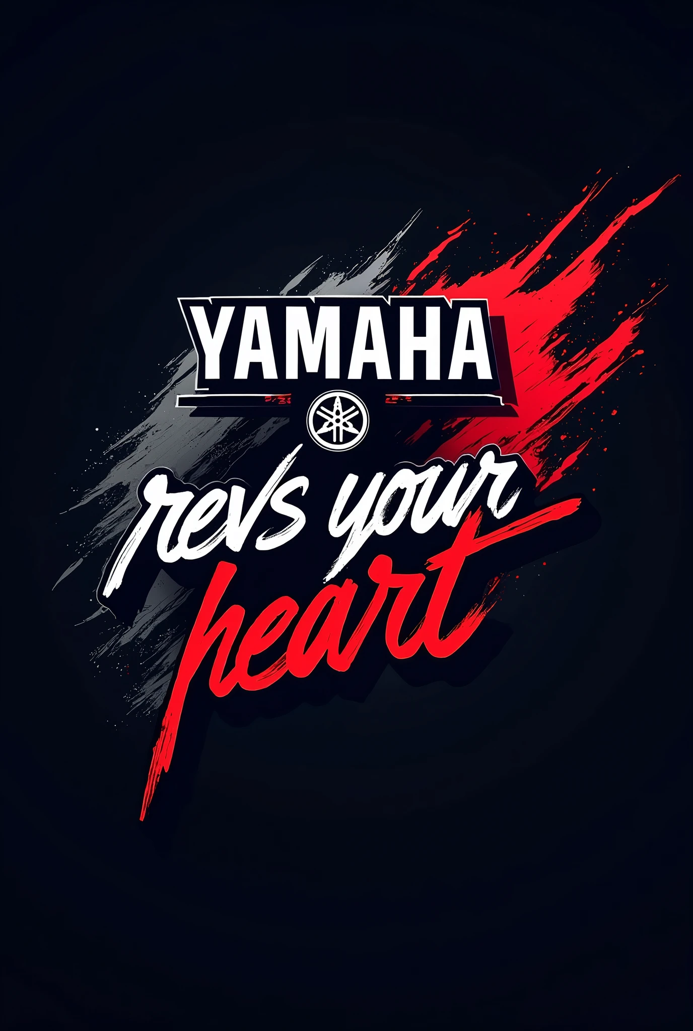 Genera un logo que diga YAMAHA REVS YOUR HEART