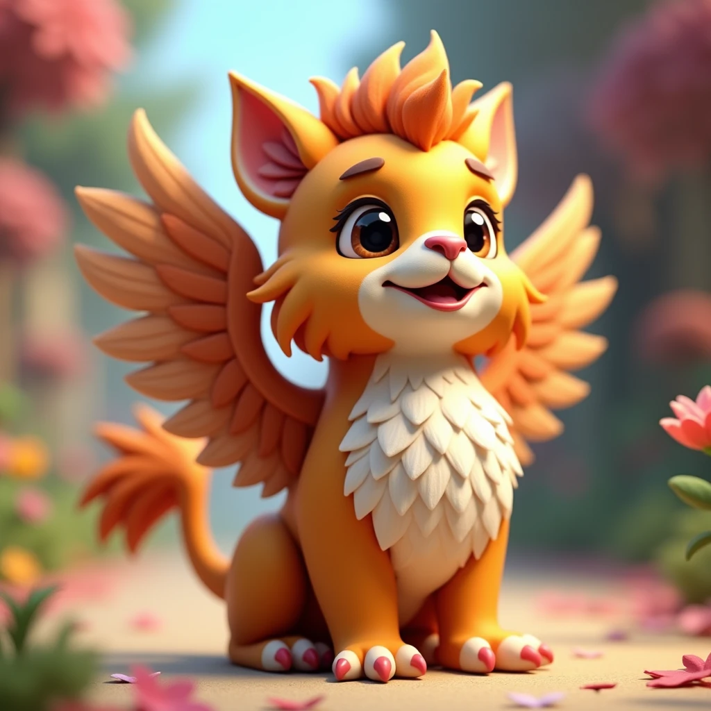 Griffin, Cute 3D characters,3D Rendering,Lovely characters,3D art, (best quality, masterpiece, photorealistic), very aesthetic, perfect composition, intricate details, ultra-detailed, vivid colors