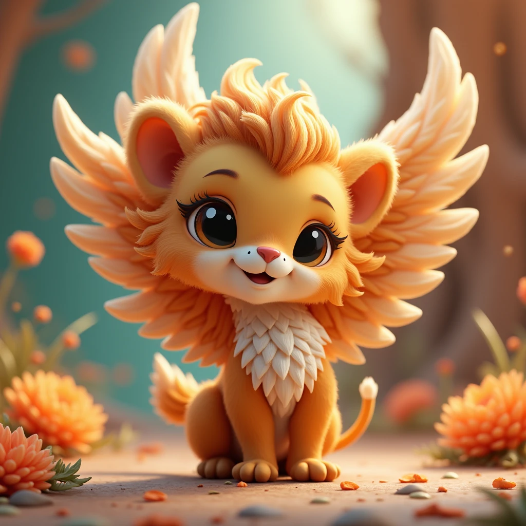 Griffin, Cute 3D characters,3D Rendering,Lovely characters,3D art, (best quality, masterpiece, photorealistic), very aesthetic, perfect composition, intricate details, ultra-detailed, vivid colors
