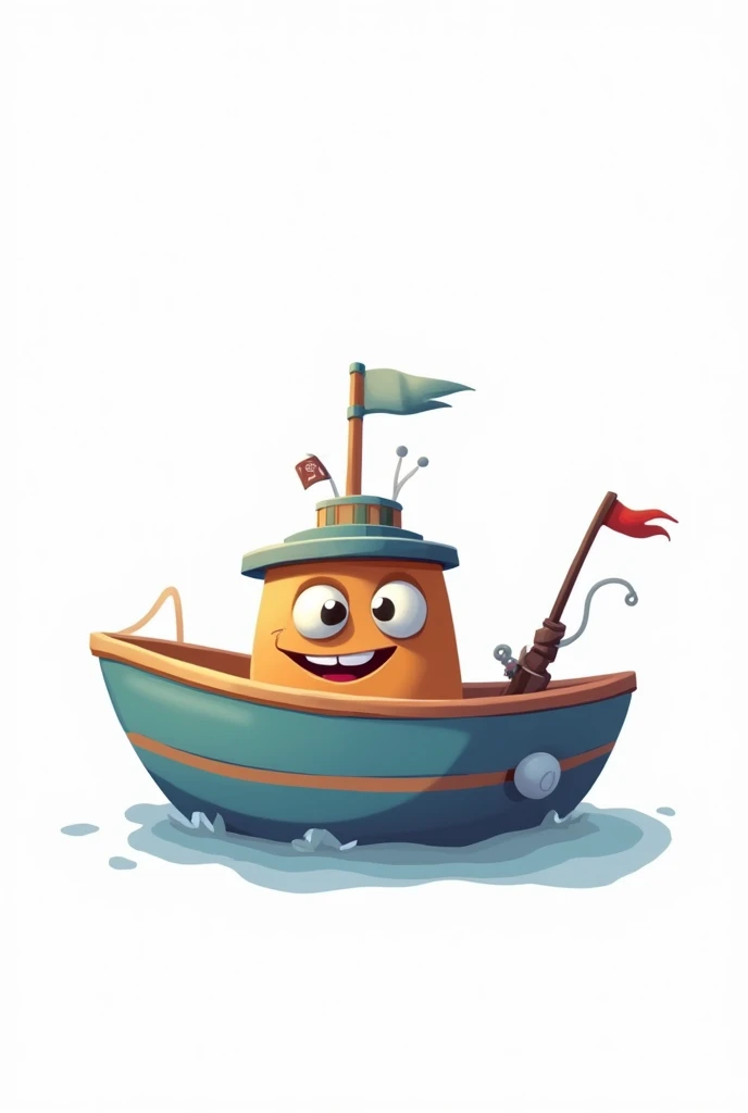 Cartoon boat on white background