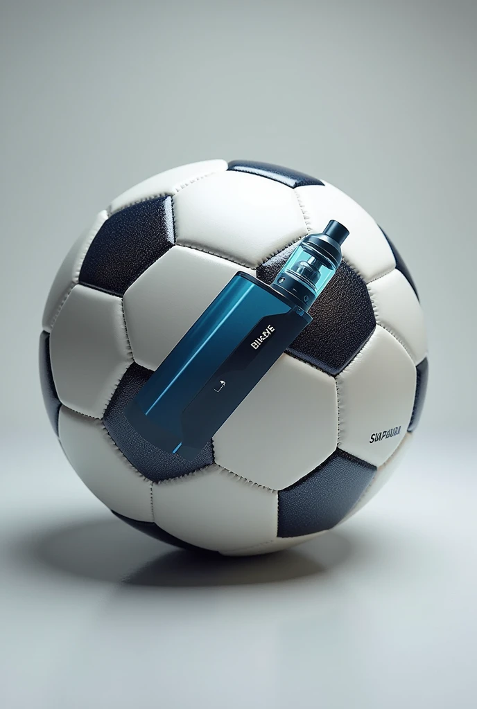 A soccer ball with an image of an electronic cigarette