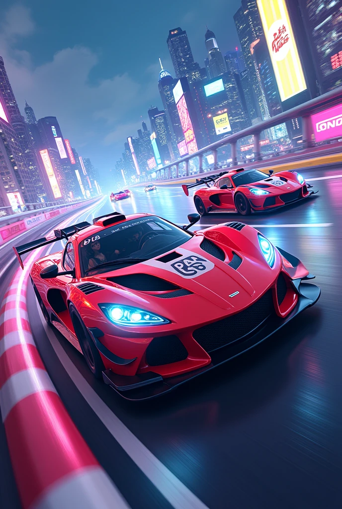 Make a car racing image anime