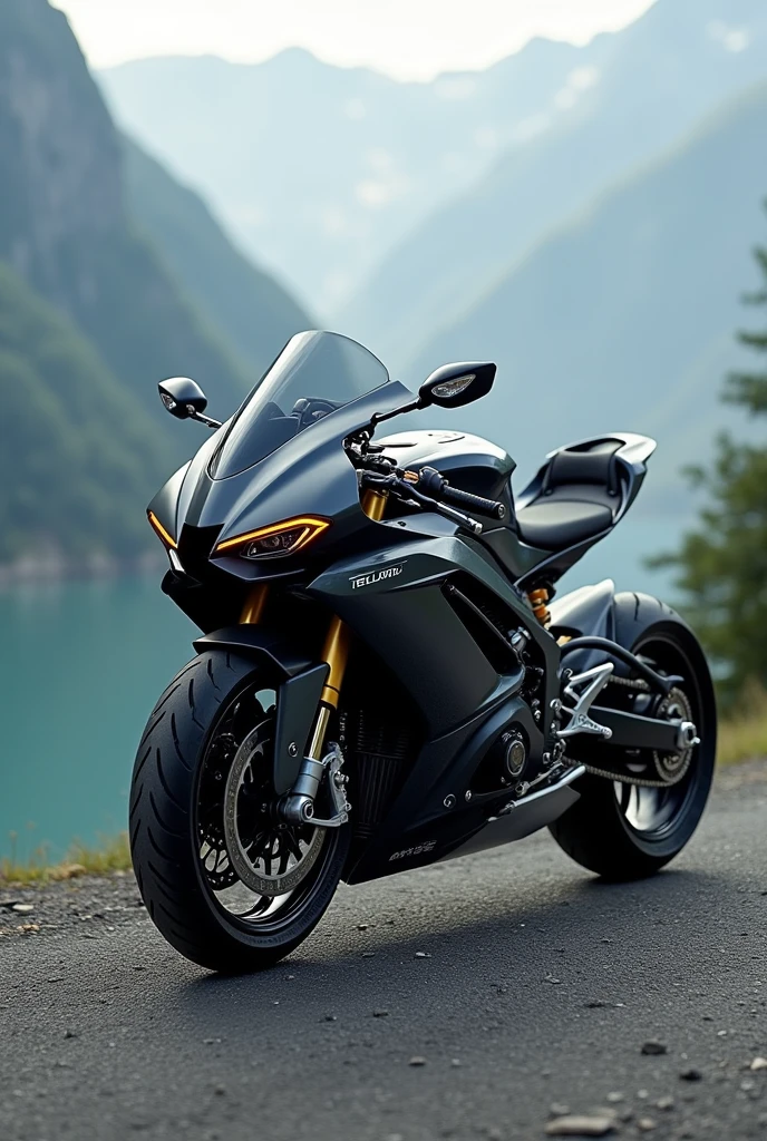 (Custom Sport Bike "AUDI"), (the word AUDI in large letters at the bottom center of the photo), Commercial photo shoot, epic landscapes all around..., Highly Detailed Features, Insanely ultra realistic, insanely photo realistic, Insanely high overall quality, insanely high detail, insanely high overall resolution, Insanely high overall sharpness, Insanely high overall quality текстур,
