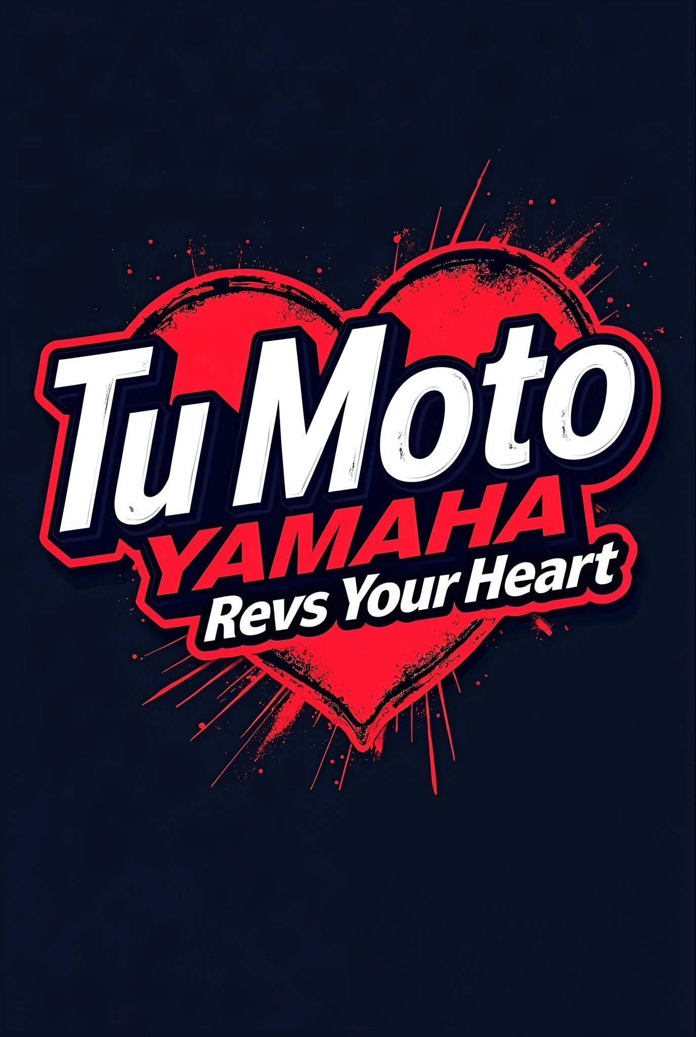 Genera un logo que diga, TU MOTO YAMAHA, REVS YOUR HEART.