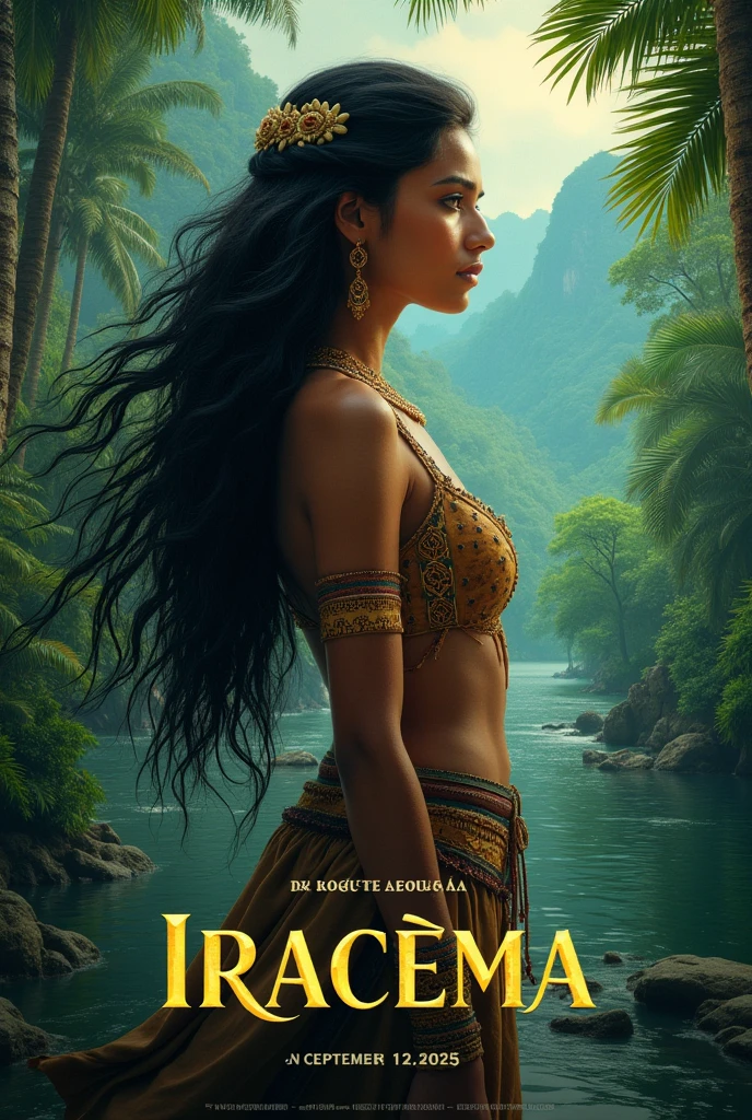 Create the image of a movie poster of the book Iracema by José de Alencar, bote a data 09/12/2025